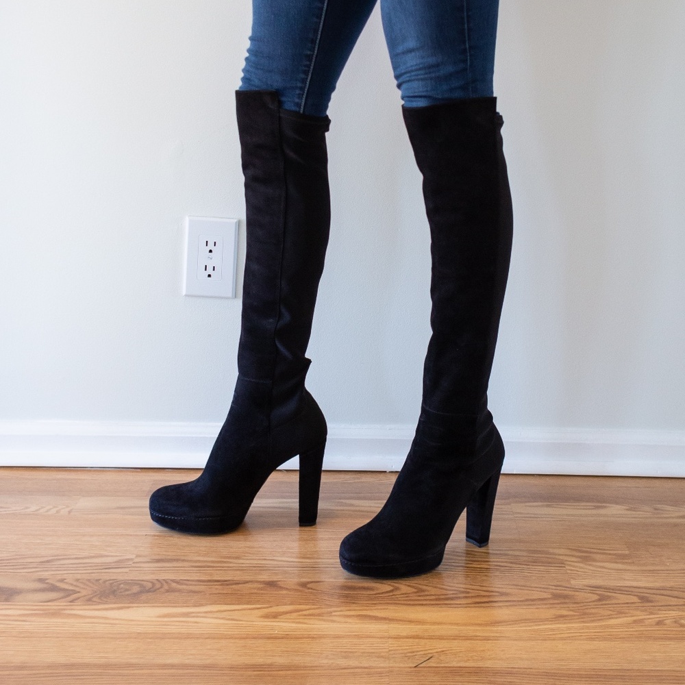 Stuart Weitzman Black Suede Over the Knee Boots